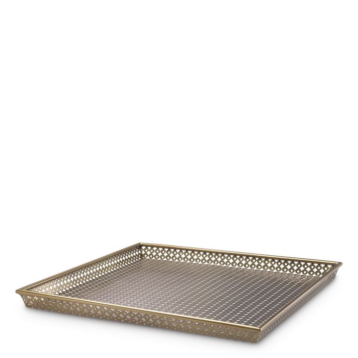 Tray Sirenuse Square antique brass finish