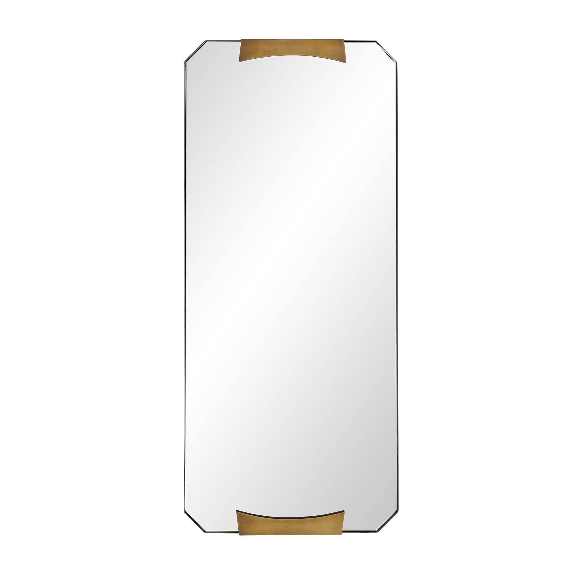 Kris Rectangular Mirror Blackened Iron Plain Antique Brass 2046 Arteriors rooom s