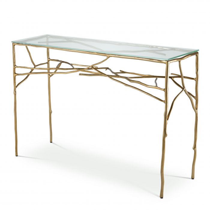 Console Table Antico gold finish clear glass